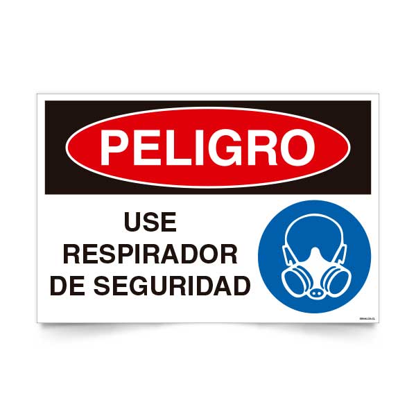 Señal de peligro use respirador seguridad NCh 1411/1 señalética EPP proteccion respiratoria