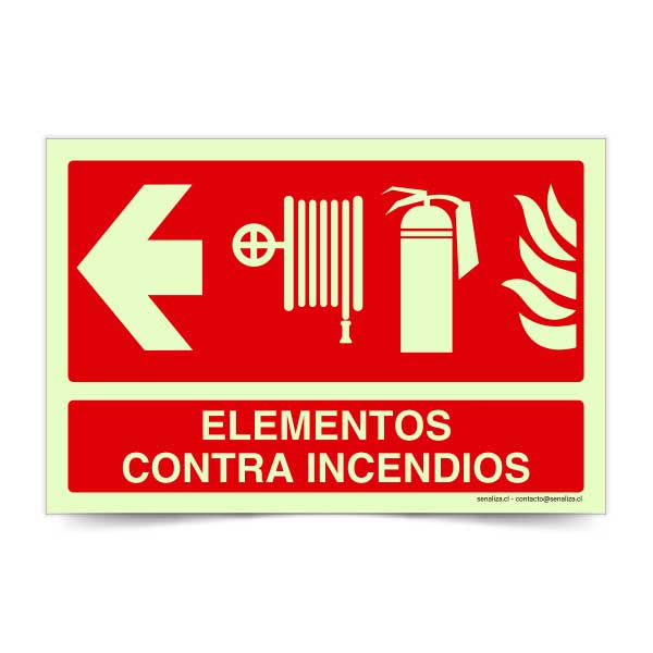 Elementos contra incendios Izquierda Fotoluminiscente