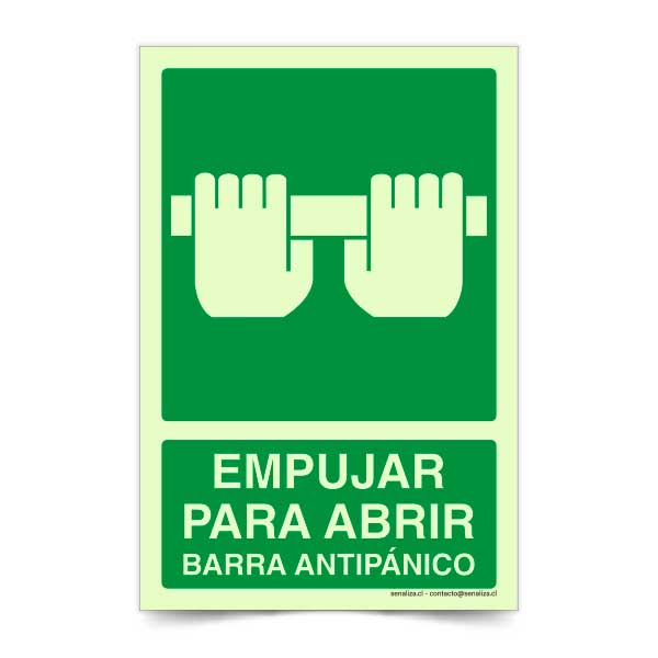 Empujar para Abrir Barra Antipanico Fotoluminiscente