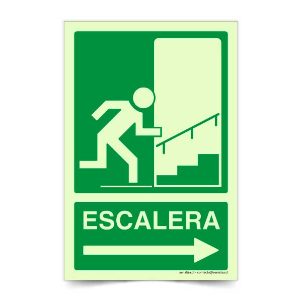 Escaleras Flecha Derecha Fotoluminiscente