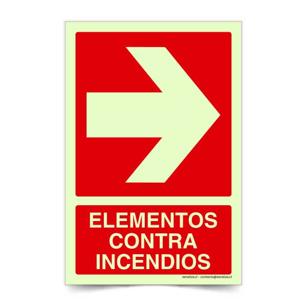 Elementos contra incendios Flecha Derecha Fotoluminiscente