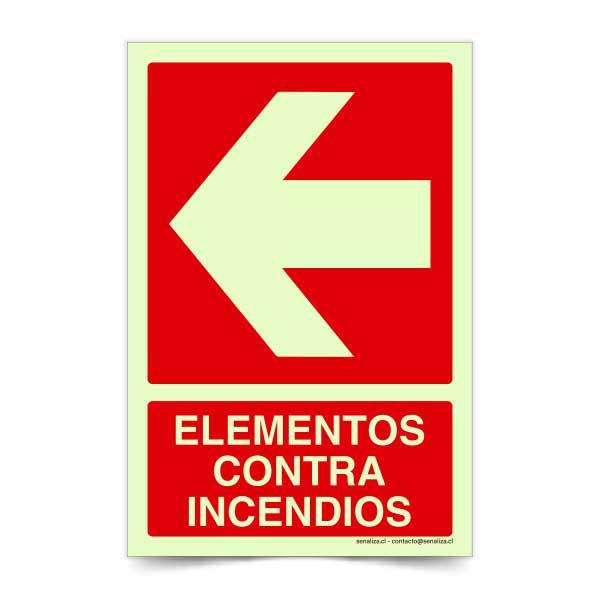 Elementos contra incendios Flecha Izquierda Fotoluminiscente