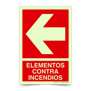 Elementos contra incendios Flecha Izquierda Fotoluminiscente