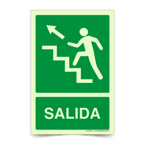 Salida Escalera Arriba Izquierda Fotoluminiscente
