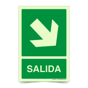 Salida Flecha Derecha Abajo Fotoluminiscente