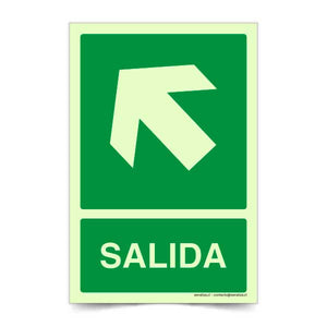 Salida Flecha Izquierda Arriba Fotoluminiscente