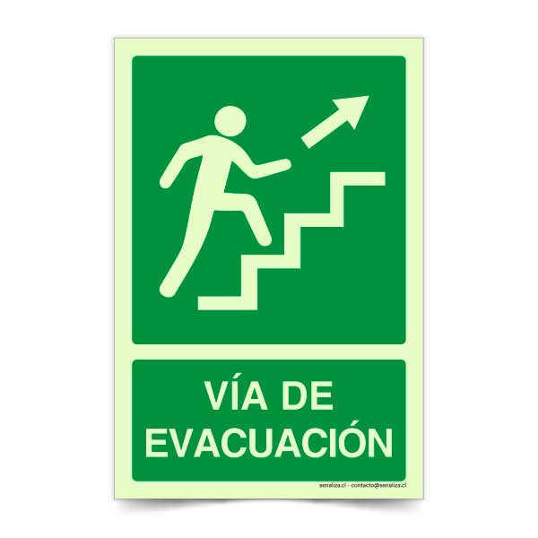 Vía de Evacuación Derecha Escalera Arriba Fotoluminiscente